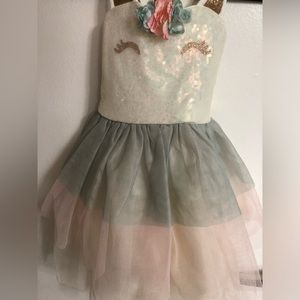 Beautiful And Cute Tutu Dress. Multicolor Unicorn Face. New With Tags